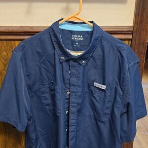 Field & Stream XL Navy Vented Fishing Shirt Short Sleeve Button Up
